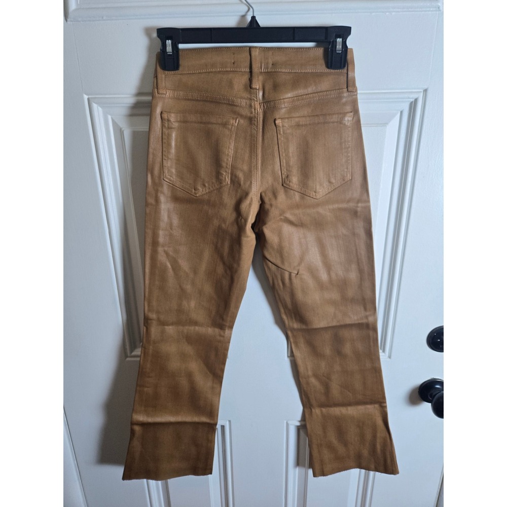 Just Black Denim Coated Cropped Kick Flare Jeans Size 24 Camel Tan BP393J-C NWT - Picture 6 of 10